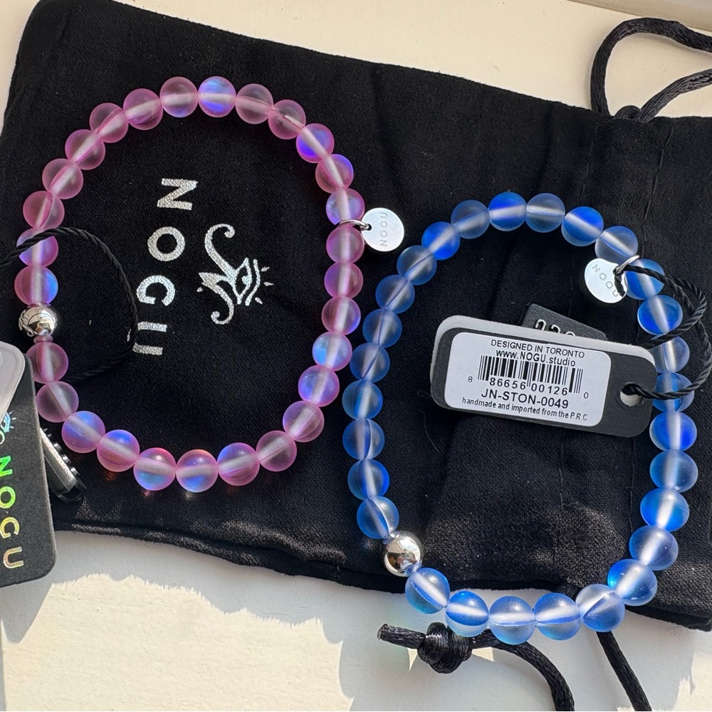 NOGU blue and pink mermaid glass bracelets